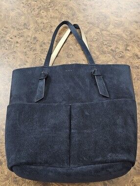Splendid-Navy Blue Suede Tote Bag with laptop insert